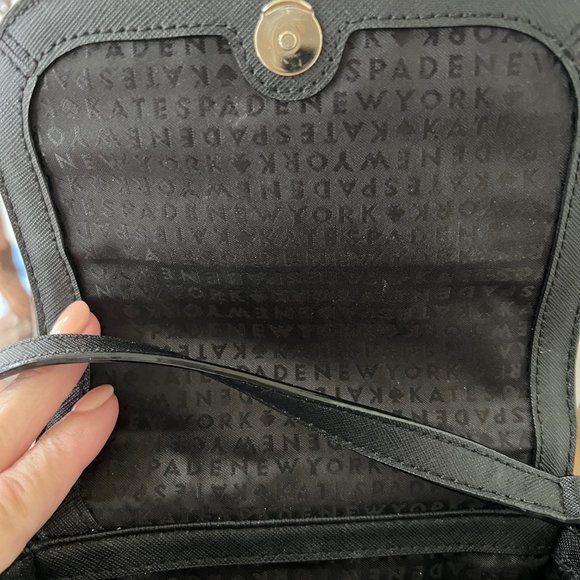 Small Crossbody Black Kate Spade Handbag Gold Trim - Picture 3 of 5
